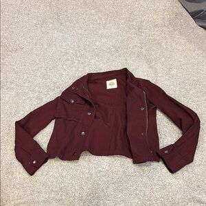SO Red Utility Jacket with Suede-like Texture